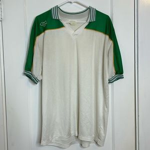 Cannon Retro Men’s Green and White V-Neck Polo Shirt